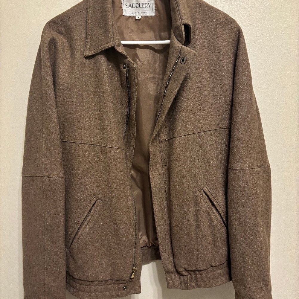 Zip Up Wool Bomber Jacket